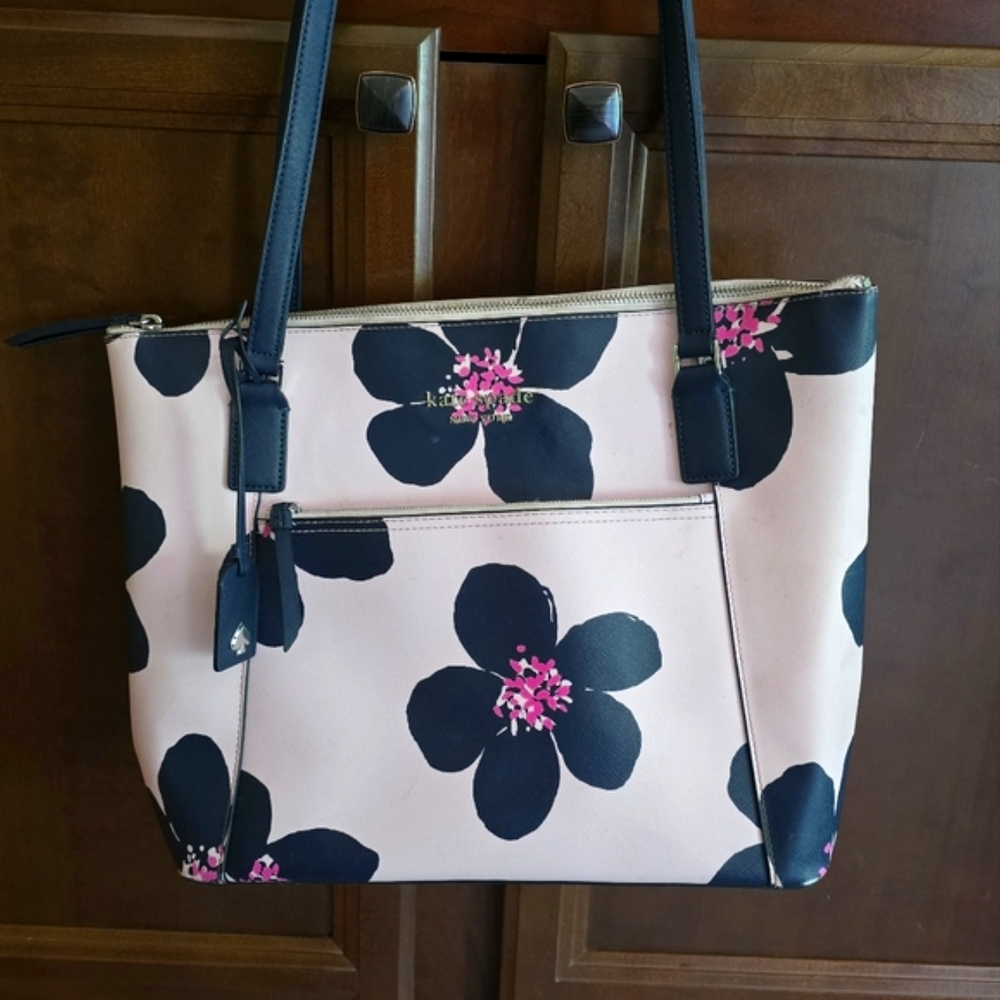KATE SPADE- Floral handbag - Black and Pink
